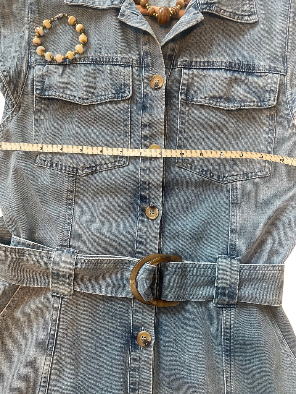 Fate XS Light Blue Denim Button-Front Dress with Belt - Picture 9 of 9